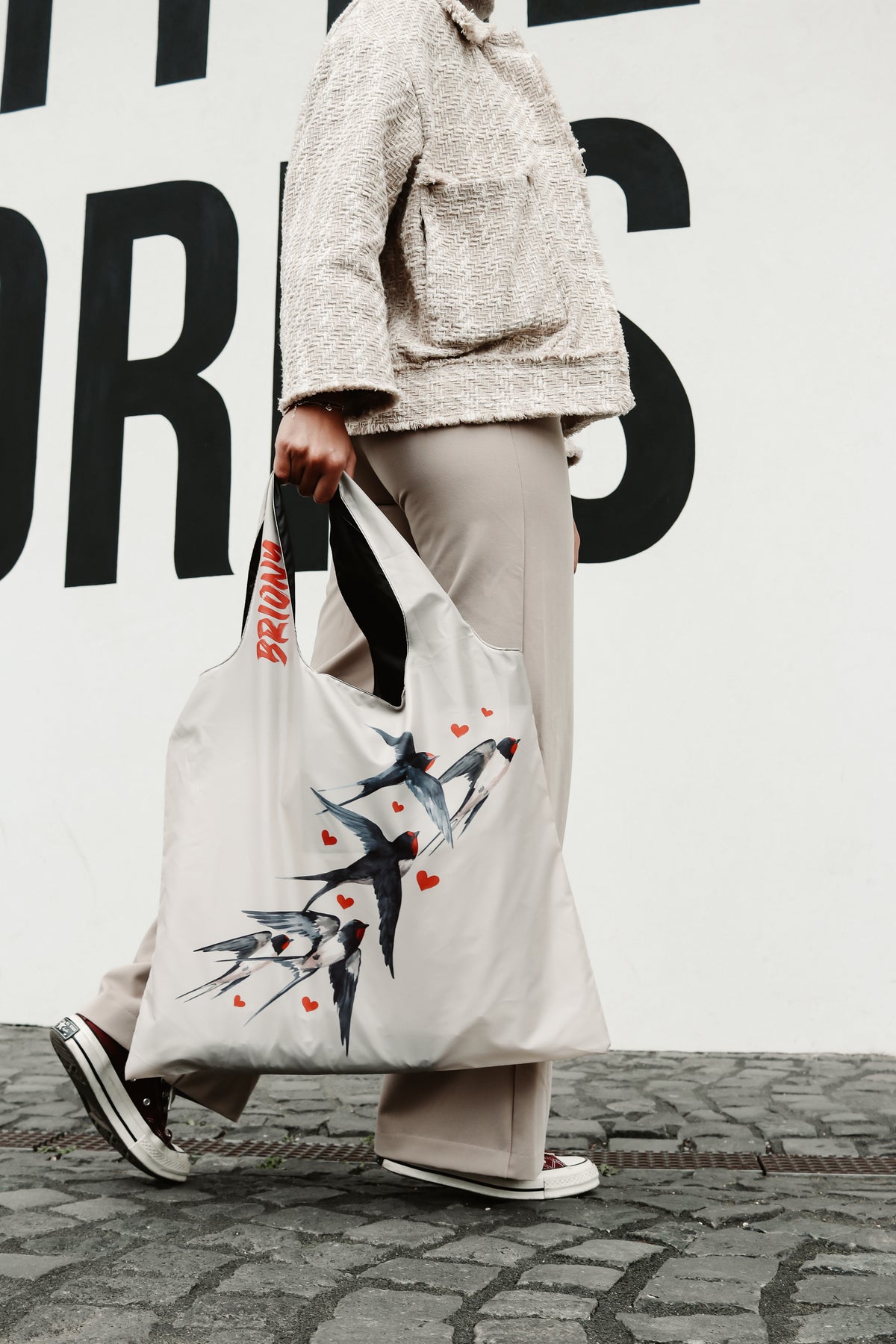 Swallows and Hearts Shopping Bag