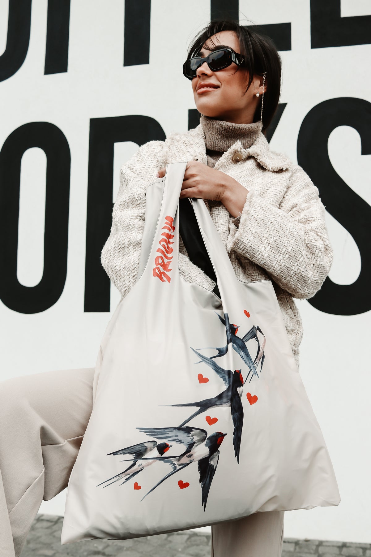 Swallows and Hearts Shopping Bag