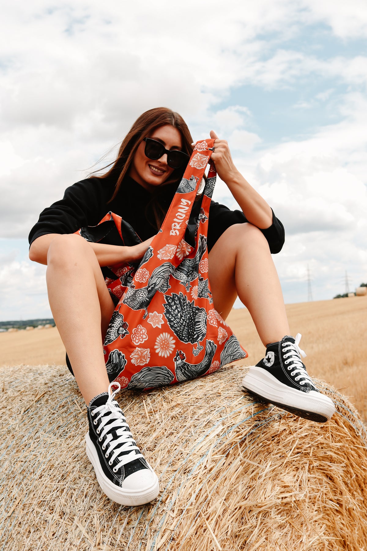 Orange Rooster Shopping Bag