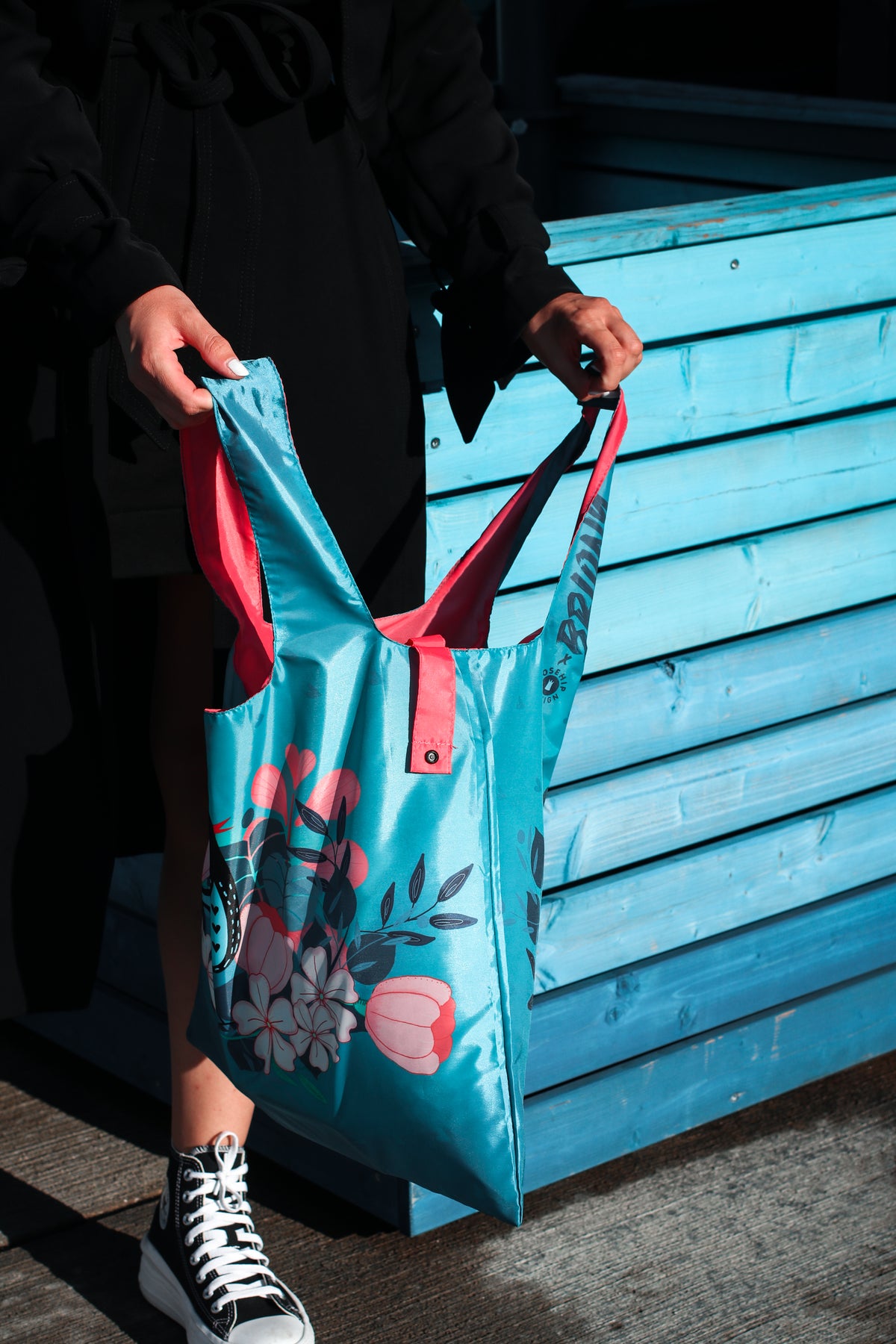 Floral Bird Shopping Bag x Rosehip