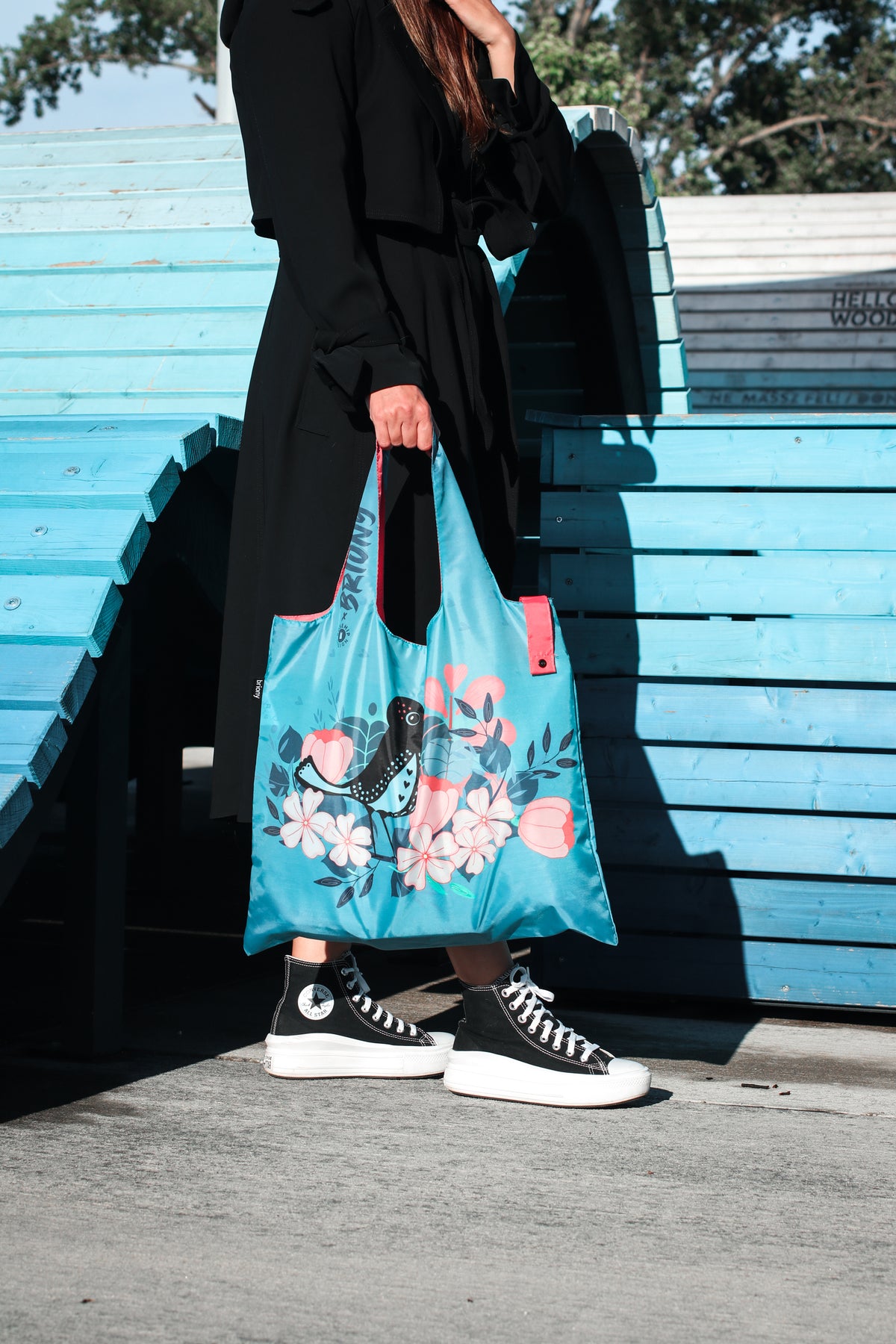 Floral Bird Shopping Bag x Rosehip