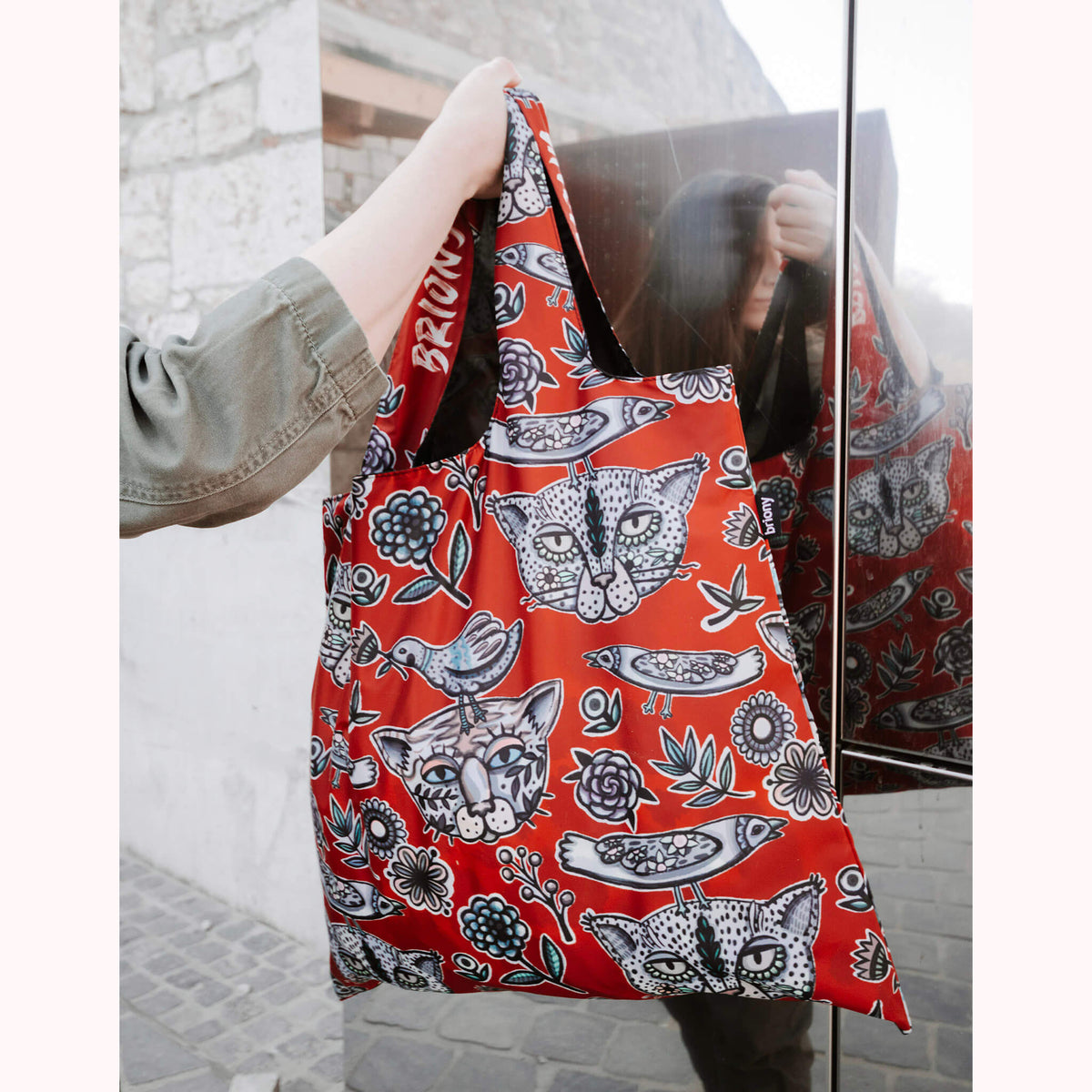 Hipster Cats & Birds Shopping Bag