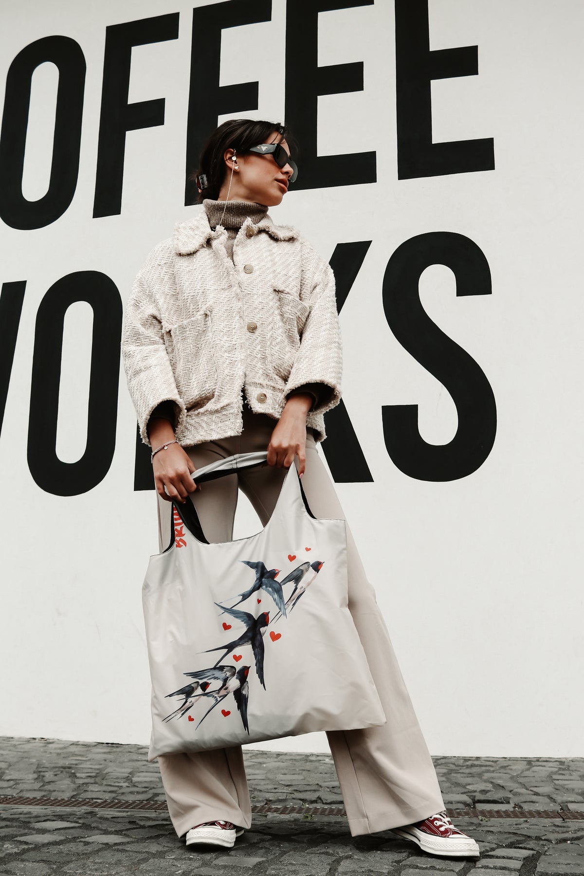 Swallows and Hearts Shopping Bag