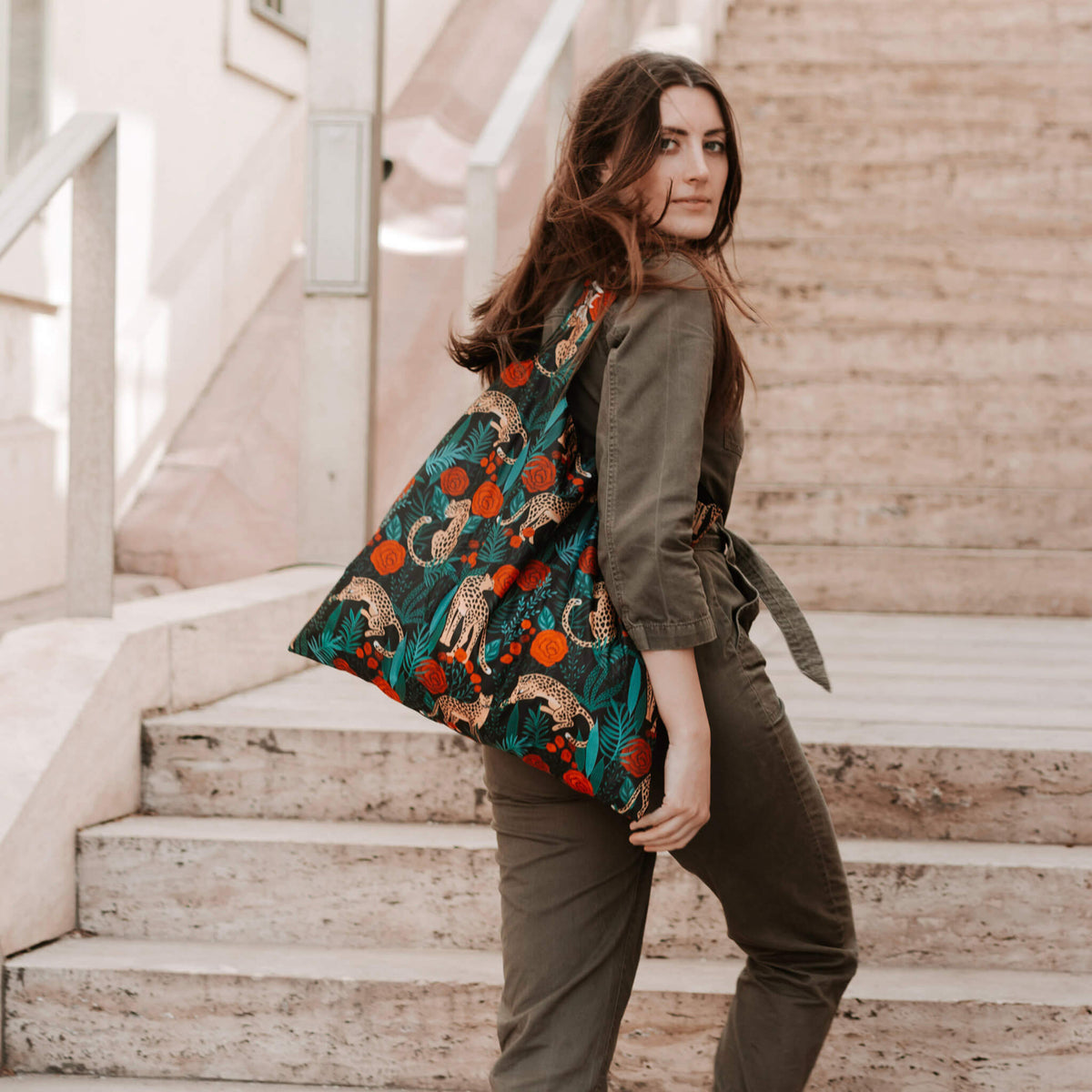 Leopard & Roses Shopping Bag