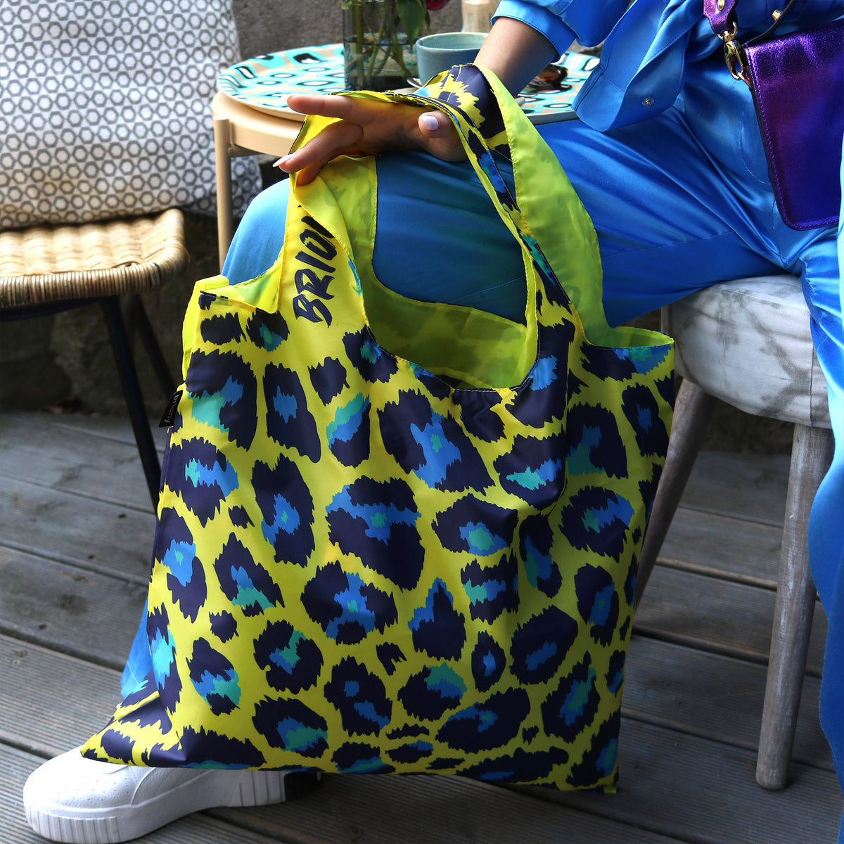 Yellow Leopard Skin Shopping Bag