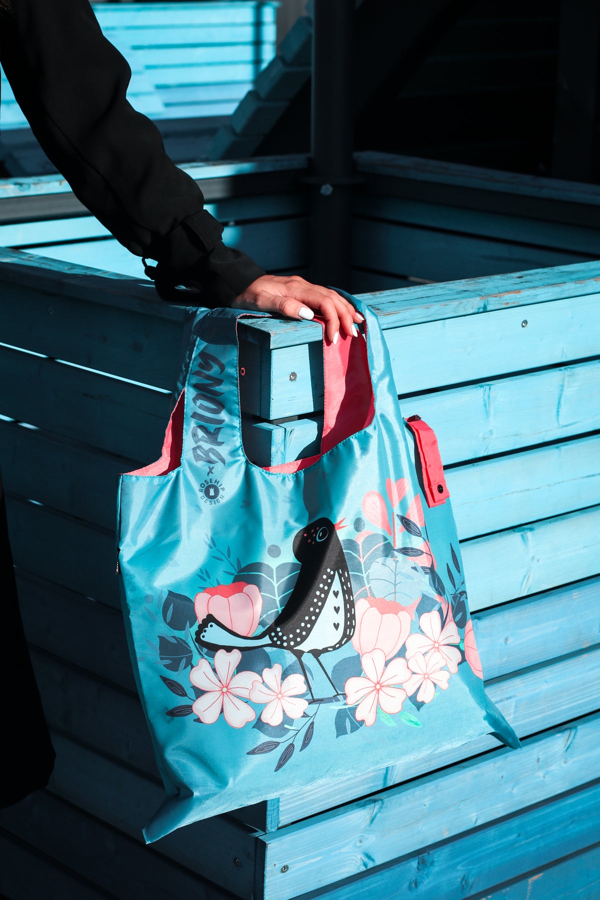 Floral Bird Shopping Bag x Rosehip