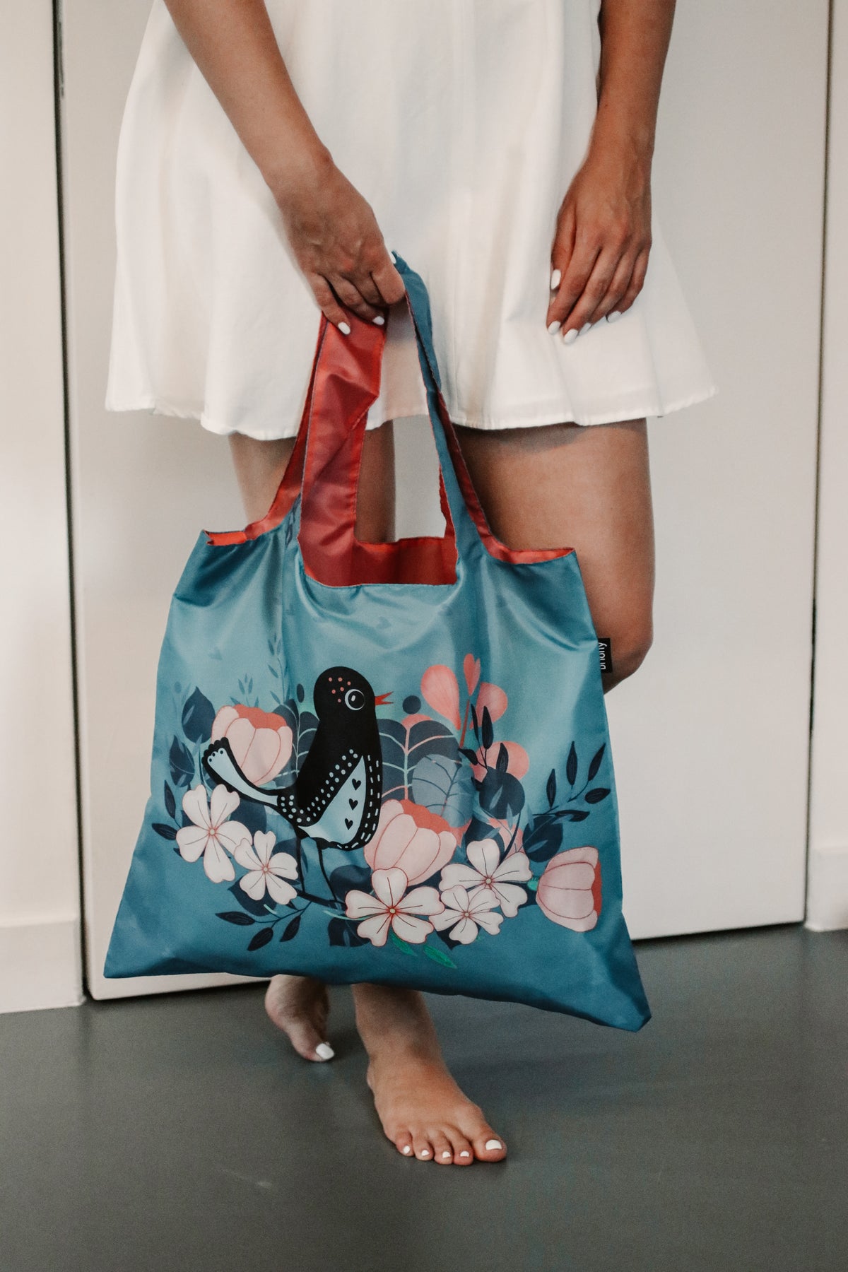 Floral Bird Shopping Bag x Rosehip
