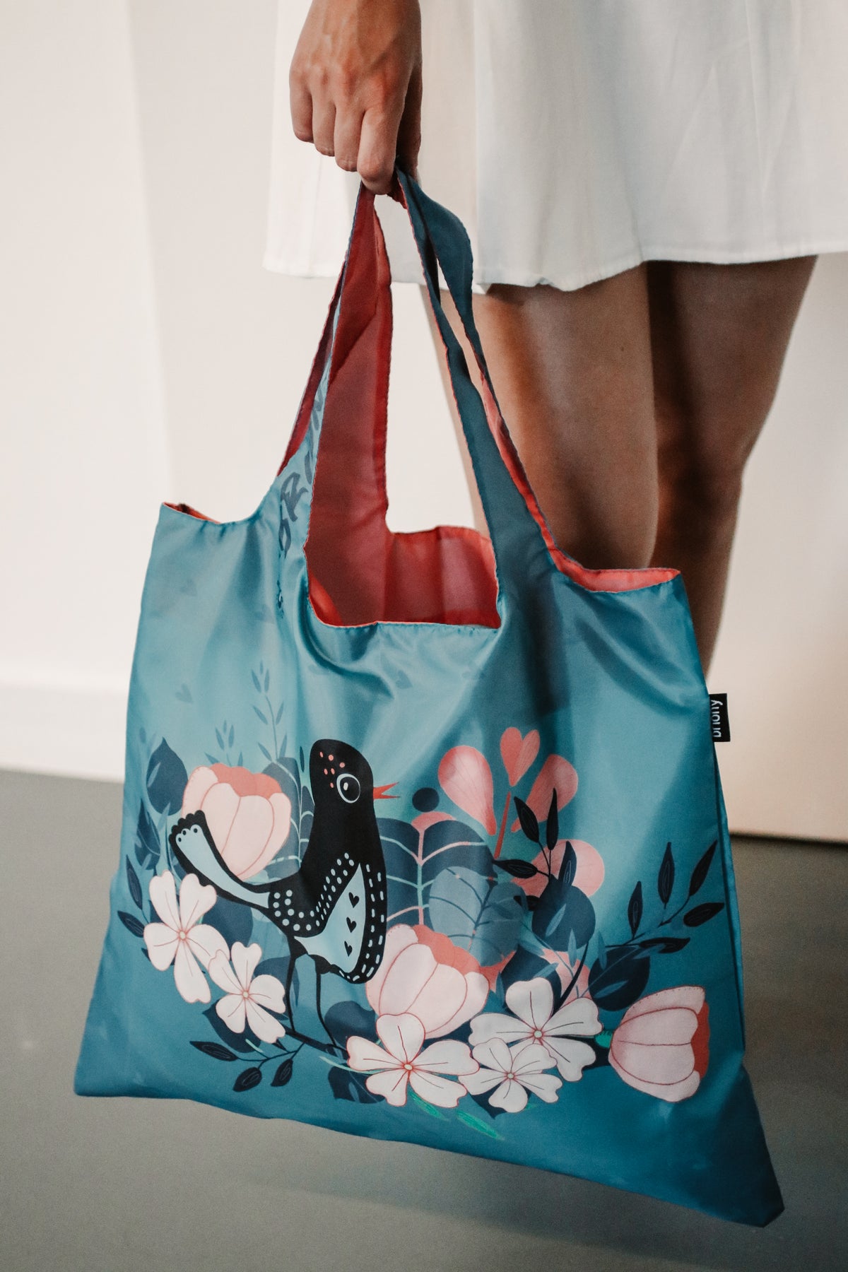 Floral Bird Shopping Bag x Rosehip