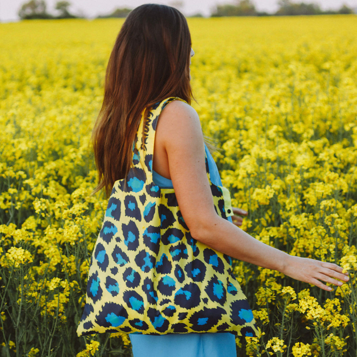 Yellow Leopard Skin Shopping Bag
